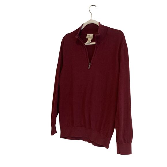 LL Bean Maroon Burgundy 1/4 Zip Cotton Cashmere Blend Preppy Sweater Size Lrage - Picture 16 of 16